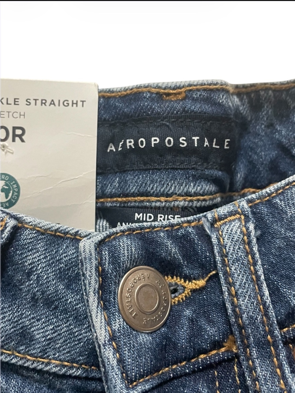 Aeropostale Mid Rise Ankle Straight Blue Jeans - Picture 5 of 12